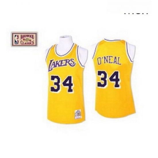 Mens Mitchell and Ness Los Angeles Lakers 34 Shaquille ONeal Swingman Gold Throwback NBA Jersey Mens Mitchell and Ness Los Angeles Lakers 34 Shaquille ONeal Swingman Gold Throwback NBA Jersey