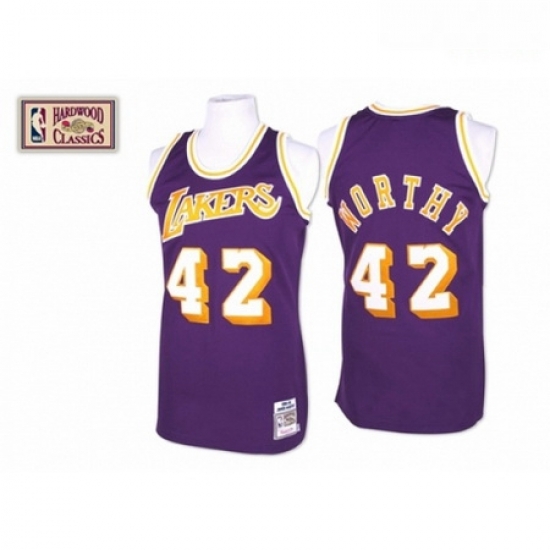 Mens Mitchell and Ness Los Angeles Lakers 42 James Worthy Swingman Purple Throwback NBA Jersey Mens Mitchell and Ness Los Angeles Lakers 42 James Worthy Swingman Purple Throwback NBA Jersey