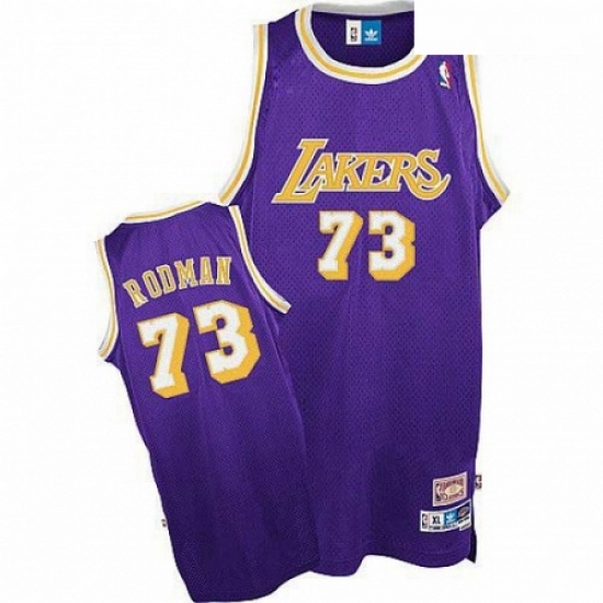 Mens Mitchell and Ness Los Angeles Lakers 73 Dennis Rodman Authentic Purple Throwback NBA Jersey Mens Mitchell and Ness Los Angeles Lakers 73 Dennis Rodman Authentic Purple Throwback NBA Jersey