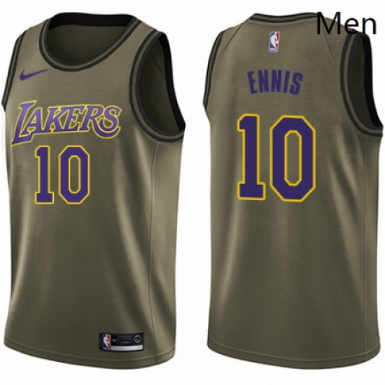 Mens Nike Los Angeles Lakers 10 Tyler Ennis Swingman Green Salute to Service NBA Jersey Mens Nike Los Angeles Lakers 10 Tyler Ennis Swingman Green Salute to Service NBA Jersey