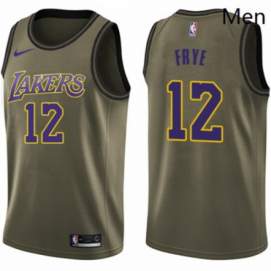 Mens Nike Los Angeles Lakers 12 Channing Frye Swingman Green Salute to Service NBA Jersey Mens Nike Los Angeles Lakers 12 Channing Frye Swingman Green Salute to Service NBA Jersey