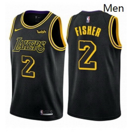 Mens Nike Los Angeles Lakers 2 Derek Fisher Authentic Black City Edition NBA Jersey Mens Nike Los Angeles Lakers 2 Derek Fisher Authentic Black City Edition NBA Jersey