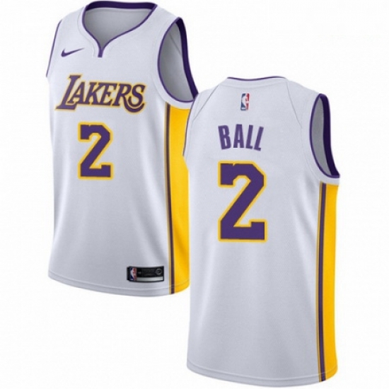 Mens Nike Los Angeles Lakers 2 Lonzo Ball Swingman White NBA Jersey Association Edition Mens Nike Los Angeles Lakers 2 Lonzo Ball Swingman White NBA Jersey Association Edition