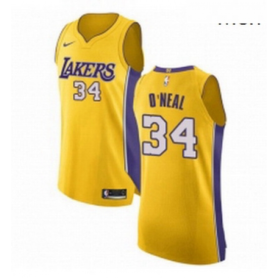 Mens Nike Los Angeles Lakers 34 Shaquille ONeal Authentic Gold Home NBA Jersey Icon Edition Mens Nike Los Angeles Lakers 34 Shaquille ONeal Authentic Gold Home NBA Jersey Icon Edition