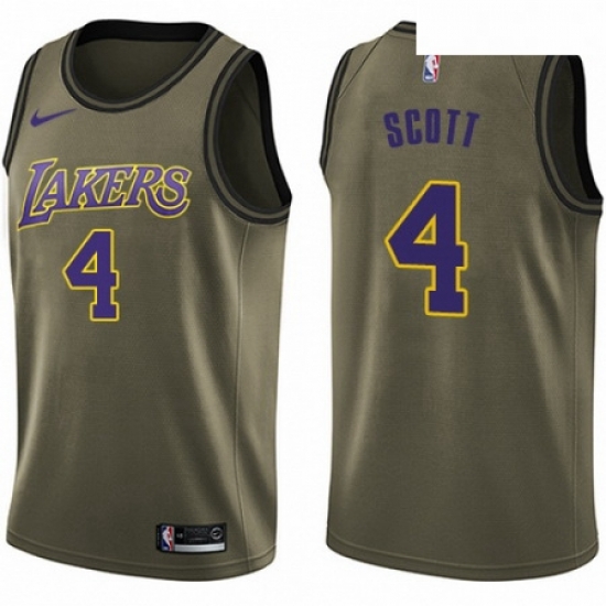 Mens Nike Los Angeles Lakers 4 Byron Scott Swingman Green Salute to Service NBA Jersey Mens Nike Los Angeles Lakers 4 Byron Scott Swingman Green Salute to Service NBA Jersey