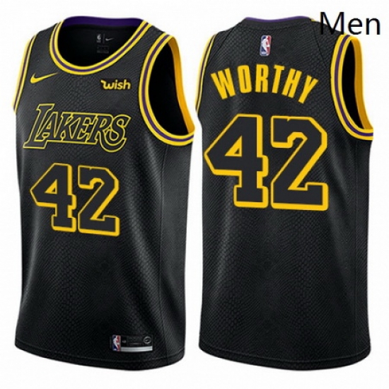 Mens Nike Los Angeles Lakers 42 James Worthy Authentic Black City Edition NBA Jersey Mens Nike Los Angeles Lakers 42 James Worthy Authentic Black City Edition NBA Jersey