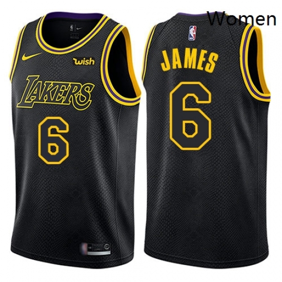 Women Nike Los Angeles Lakers 6 LeBron James Black Women NBA Swingman City Edition Jersey Women Nike Los Angeles Lakers 6 LeBron James Black Women NBA Swingman City Edition Jersey