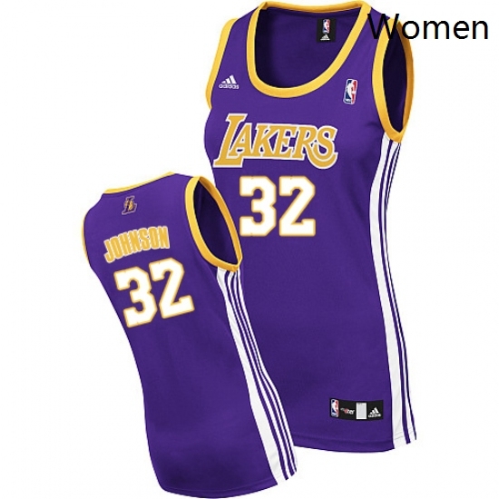 Womens Adidas Los Angeles Lakers 32 Magic Johnson Authentic Purple Road NBA Jersey Womens Adidas Los Angeles Lakers 32 Magic Johnson Authentic Purple Road NBA Jersey