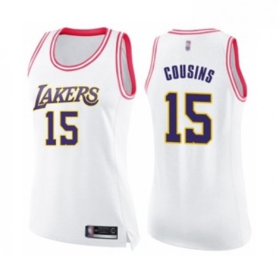 Womens Los Angeles Lakers 15 DeMarcus Cousins Swingman White Pink Fashion Basketball Jersey Womens Los Angeles Lakers 15 DeMarcus Cousins Swingman White Pink Fashion Basketball Jersey