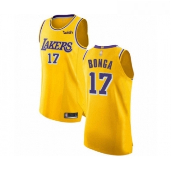 Womens Los Angeles Lakers 17 Isaac Bonga Authentic Gold Basketball Jersey Icon Edition 