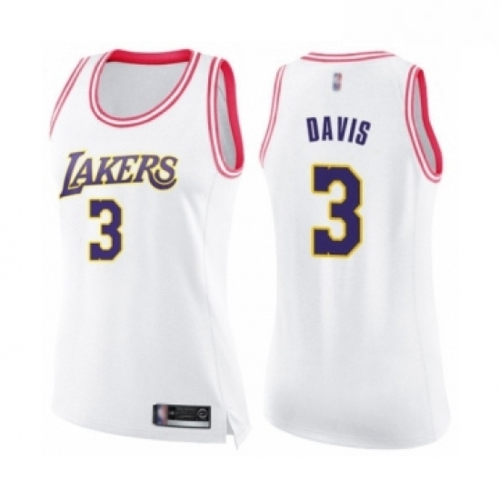 Womens Los Angeles Lakers 3 Anthony Davis Swingman White Pink Fashion Basketball Jersey Womens Los Angeles Lakers 3 Anthony Davis Swingman White Pink Fashion Basketball Jersey