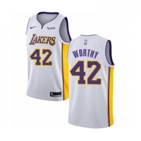 Womens Los Angeles Lakers 42 James Worthy Authentic White Basketball Jersey Association Edition Womens Los Angeles Lakers 42 James Worthy Authentic White Basketball Jersey Association Edition