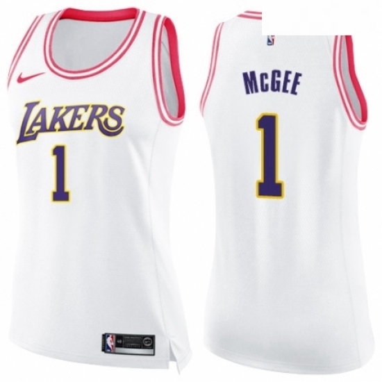 Womens Nike Los Angeles Lakers 1 JaVale McGee Swingman WhitePink Fashion NBA Jersey Womens Nike Los Angeles Lakers 1 JaVale McGee Swingman WhitePink Fashion NBA Jersey