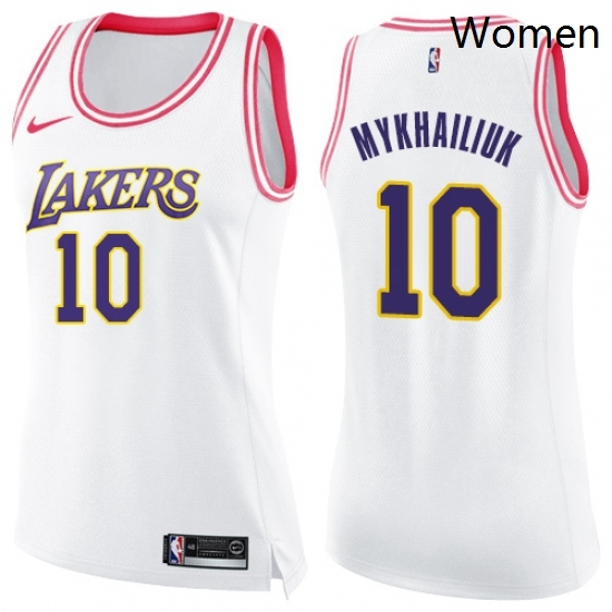 Womens Nike Los Angeles Lakers 10 Sviatoslav Mykhailiuk Swingman White Pink Fashion NBA Jersey Womens Nike Los Angeles Lakers 10 Sviatoslav Mykhailiuk Swingman White Pink Fashion NBA Jersey