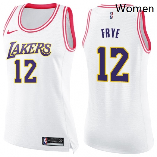 Womens Nike Los Angeles Lakers 12 Channing Frye Swingman WhitePink Fashion NBA Jersey Womens Nike Los Angeles Lakers 12 Channing Frye Swingman WhitePink Fashion NBA Jersey