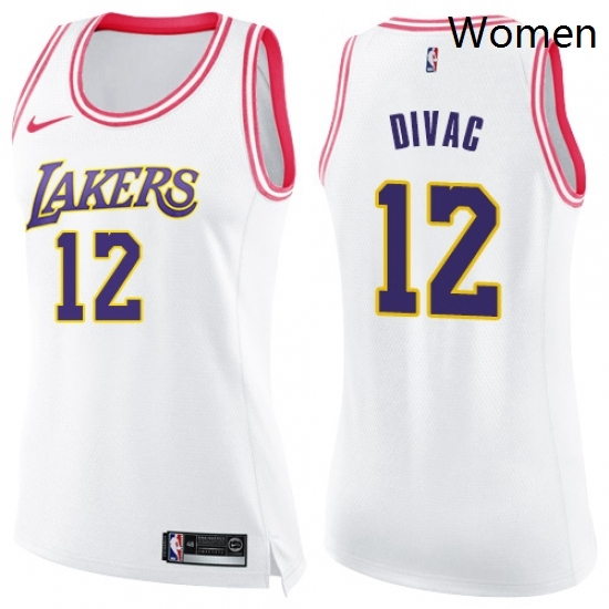 Womens Nike Los Angeles Lakers 12 Vlade Divac Swingman WhitePink Fashion NBA Jersey Womens Nike Los Angeles Lakers 12 Vlade Divac Swingman WhitePink Fashion NBA Jersey