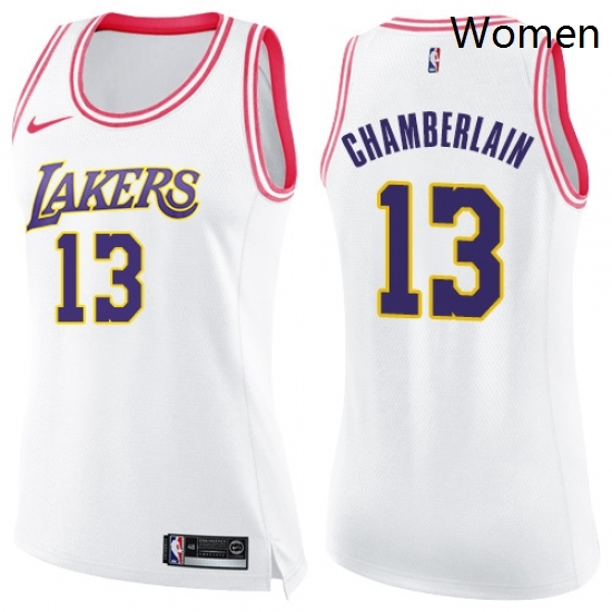 Womens Nike Los Angeles Lakers 13 Wilt Chamberlain Swingman WhitePink Fashion NBA Jersey Womens Nike Los Angeles Lakers 13 Wilt Chamberlain Swingman WhitePink Fashion NBA Jersey
