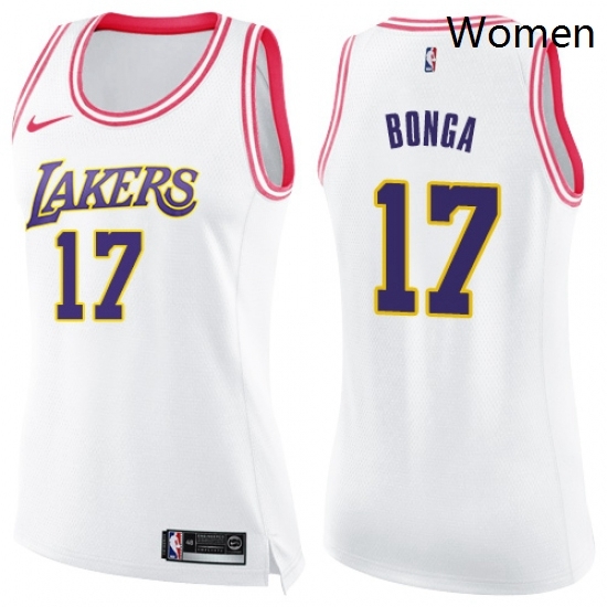 Womens Nike Los Angeles Lakers 17 Isaac Bonga Swingman White Pink Fashion NBA Jersey Womens Nike Los Angeles Lakers 17 Isaac Bonga Swingman White Pink Fashion NBA Jersey