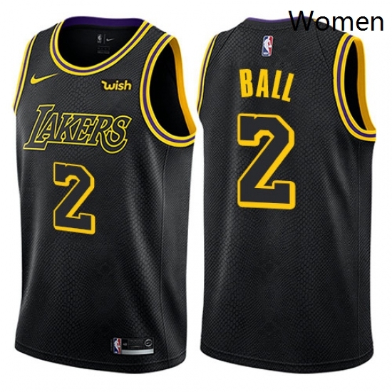 Womens Nike Los Angeles Lakers 2 Lonzo Ball Swingman Black NBA Jersey City Edition Womens Nike Los Angeles Lakers 2 Lonzo Ball Swingman Black NBA Jersey City Edition