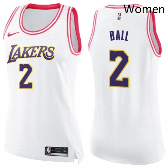 Womens Nike Los Angeles Lakers 2 Lonzo Ball Swingman WhitePink Fashion NBA Jersey Womens Nike Los Angeles Lakers 2 Lonzo Ball Swingman WhitePink Fashion NBA Jersey