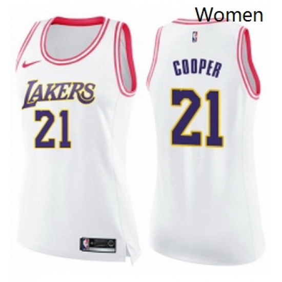 Womens Nike Los Angeles Lakers 21 Michael Cooper Swingman WhitePink Fashion NBA Jersey Womens Nike Los Angeles Lakers 21 Michael Cooper Swingman WhitePink Fashion NBA Jersey