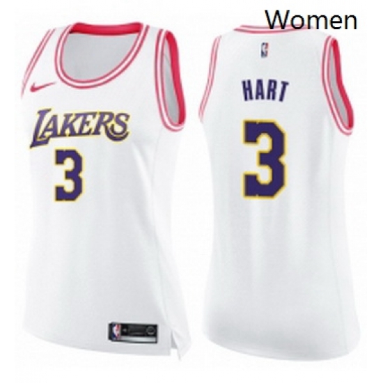 Womens Nike Los Angeles Lakers 3 Josh Hart Swingman White Pink Fashion NBA Jersey 