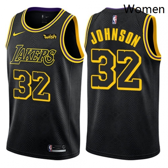 Womens Nike Los Angeles Lakers 32 Magic Johnson Swingman Black NBA Jersey City Edition Womens Nike Los Angeles Lakers 32 Magic Johnson Swingman Black NBA Jersey City Edition