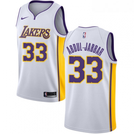Womens Nike Los Angeles Lakers 33 Kareem Abdul Jabbar Swingman White NBA Jersey Association Edition Womens Nike Los Angeles Lakers 33 Kareem Abdul Jabbar Swingman White NBA Jersey Association Edition