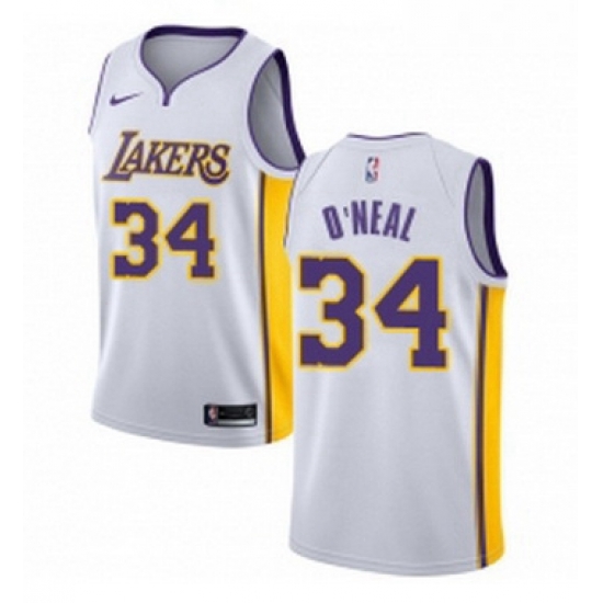 Womens Nike Los Angeles Lakers 34 Shaquille ONeal Authentic White NBA Jersey Association Edition Womens Nike Los Angeles Lakers 34 Shaquille ONeal Authentic White NBA Jersey Association Edition