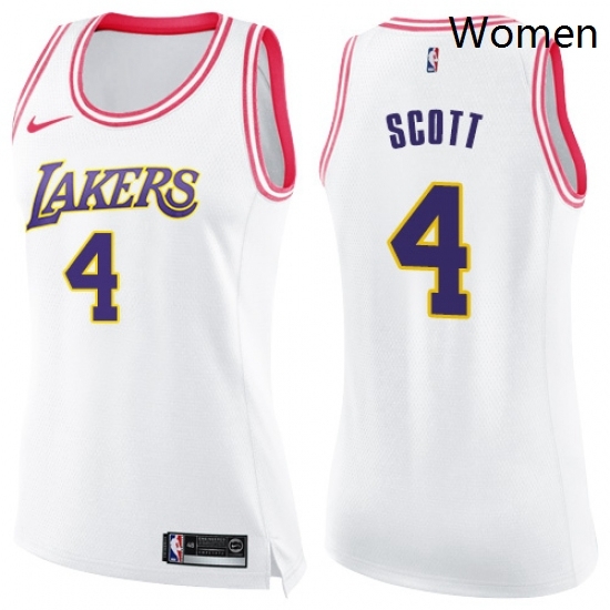 Womens Nike Los Angeles Lakers 4 Byron Scott Swingman WhitePink Fashion NBA Jersey Womens Nike Los Angeles Lakers 4 Byron Scott Swingman WhitePink Fashion NBA Jersey
