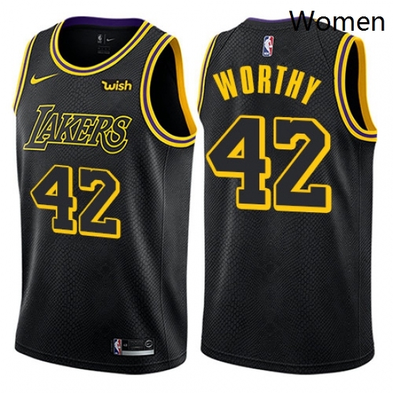 Womens Nike Los Angeles Lakers 42 James Worthy Swingman Black NBA Jersey City Edition Womens Nike Los Angeles Lakers 42 James Worthy Swingman Black NBA Jersey City Edition