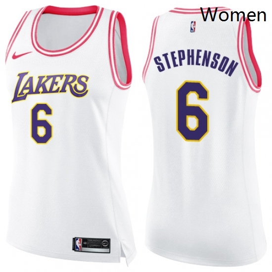 Womens Nike Los Angeles Lakers 6 Lance Stephenson Swingman White Pink Fashion NBA Jersey Womens Nike Los Angeles Lakers 6 Lance Stephenson Swingman White Pink Fashion NBA Jersey