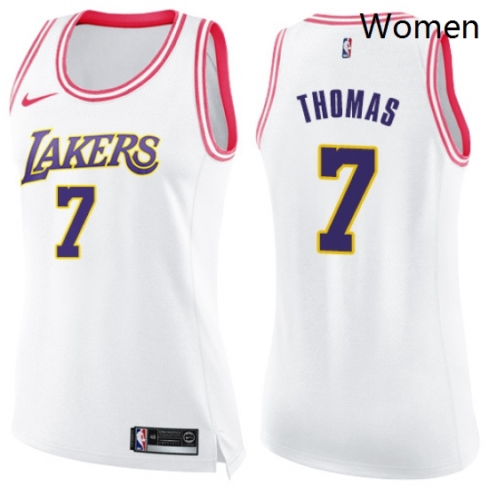Womens Nike Los Angeles Lakers 7 Isaiah Thomas Swingman WhitePink Fashion NBA Jersey Womens Nike Los Angeles Lakers 7 Isaiah Thomas Swingman WhitePink Fashion NBA Jersey
