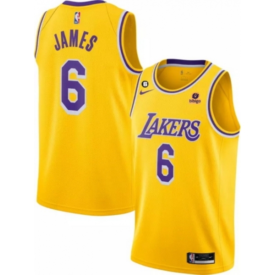 Toddler Los Angeles Lakers 6 LeBron James Yellow No 6 Patch Stitched Basketball Jersey Toddler Los Angeles Lakers 6 LeBron James Yellow No 6 Patch Stitched Basketball Jersey