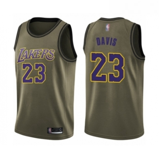 Youth Los Angeles Lakers 23 Anthony Davis Swingman Green Salute to Service Basketball Jersey Youth Los Angeles Lakers 23 Anthony Davis Swingman Green Salute to Service Basketball Jersey