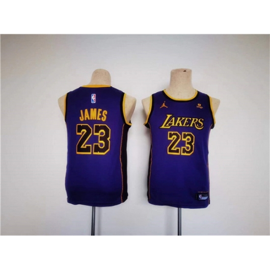 Youth Los Angeles Lakers 23 LeBron James Purple Stitched Basketball Jersey Youth Los Angeles Lakers 23 LeBron James Purple Stitched Basketball Jersey