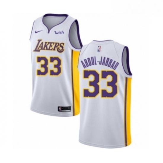 Youth Los Angeles Lakers 33 Kareem Abdul Jabbar Swingman White Basketball Jersey Association Edition Youth Los Angeles Lakers 33 Kareem Abdul Jabbar Swingman White Basketball Jersey Association Edition