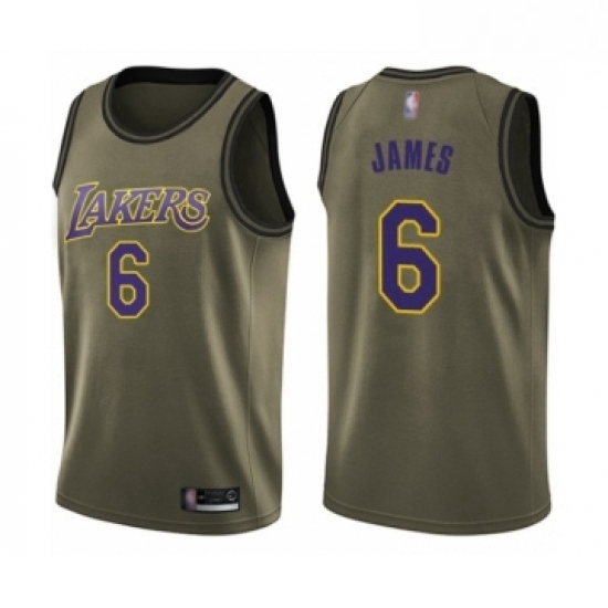 Youth Los Angeles Lakers 6 LeBron James Swingman Green Salute to Service Basketball Jersey Youth Los Angeles Lakers 6 LeBron James Swingman Green Salute to Service Basketball Jersey
