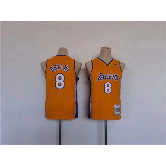 Youth Los Angeles Lakers 8 Kobe Bryant Yellow Stitched Basketball Jersey Youth Los Angeles Lakers 8 Kobe Bryant Yellow Stitched Basketball Jersey