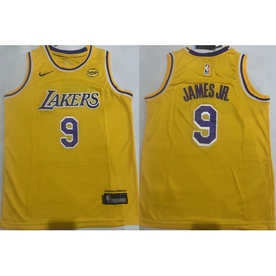 Youth Los Angeles Lakers 9 Bronny James Jr Yellow Stitched Basketball Jersey Youth Los Angeles Lakers 9 Bronny James Jr Yellow Stitched Basketball Jersey