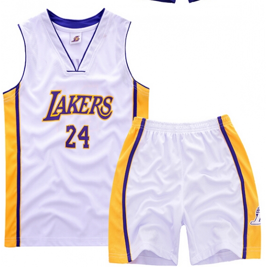 Youth NBA Los Angeles Lakers 24# Kobe Bryant White Suit Sets Youth NBA Los Angeles Lakers 24# Kobe Bryant White Suit Sets