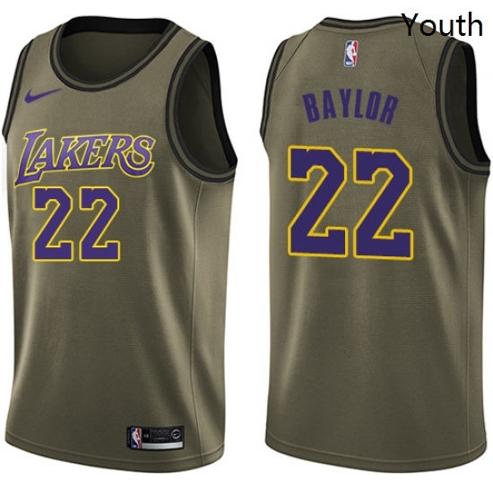 Youth Nike Los Angeles Lakers 22 Elgin Baylor Swingman Green Salute to Service NBA Jersey Youth Nike Los Angeles Lakers 22 Elgin Baylor Swingman Green Salute to Service NBA Jersey