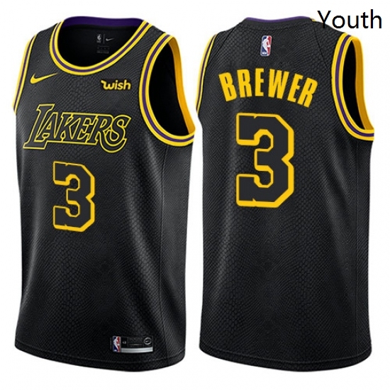 Youth Nike Los Angeles Lakers 3 Corey Brewer Swingman Black NBA Jersey City Edition Youth Nike Los Angeles Lakers 3 Corey Brewer Swingman Black NBA Jersey City Edition