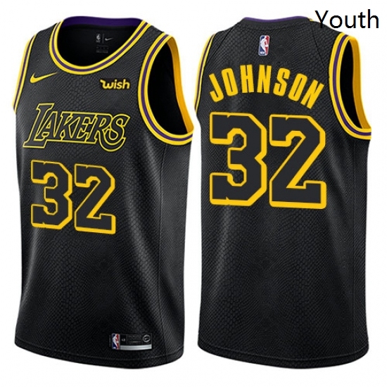 Youth Nike Los Angeles Lakers 32 Magic Johnson Swingman Black NBA Jersey City Edition Youth Nike Los Angeles Lakers 32 Magic Johnson Swingman Black NBA Jersey City Edition