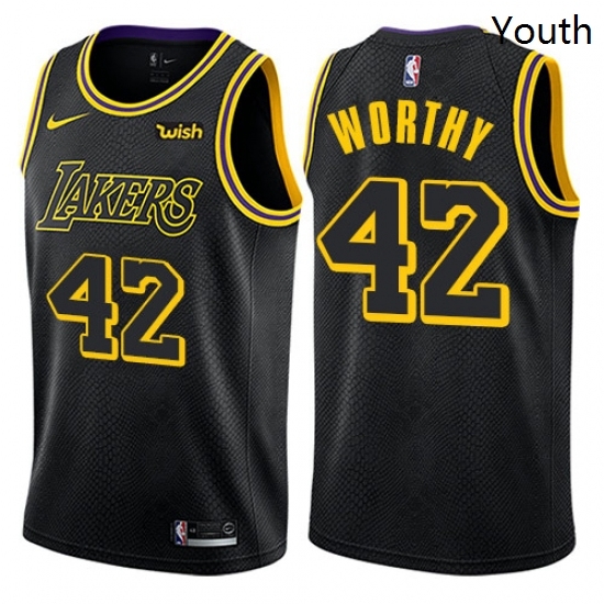 Youth Nike Los Angeles Lakers 42 James Worthy Swingman Black NBA Jersey City Edition Youth Nike Los Angeles Lakers 42 James Worthy Swingman Black NBA Jersey City Edition