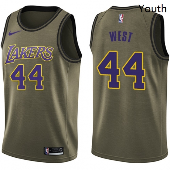 Youth Nike Los Angeles Lakers 44 Jerry West Swingman Green Salute to Service NBA Jersey Youth Nike Los Angeles Lakers 44 Jerry West Swingman Green Salute to Service NBA Jersey
