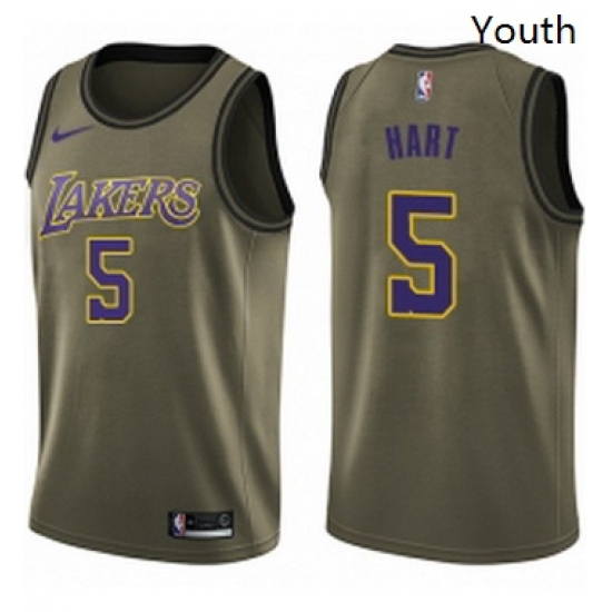 Youth Nike Los Angeles Lakers 5 Josh Hart Swingman Green Salute to Service NBA Jersey Youth Nike Los Angeles Lakers 5 Josh Hart Swingman Green Salute to Service NBA Jersey