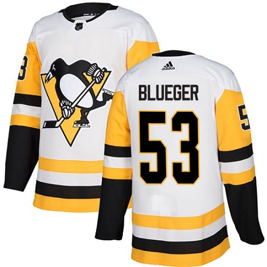 Men Penguins 53 Teddy Blueger White Authentic Stitched Hockey Jersey Men Penguins 53 Teddy Blueger White Authentic Stitched Hockey Jersey