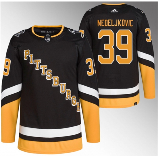 Men Pittsburgh Penguins 39 Alex Nedeljkovic Black 2021 22 Alternate Primegreen Stitched Jersey Men Pittsburgh Penguins 39 Alex Nedeljkovic Black 2021 22 Alternate Primegreen Stitched Jersey