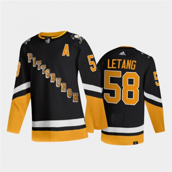 Men Pittsburgh Penguins 58 Kris Letang 2021 2022 Black Stitched Jersey Men Pittsburgh Penguins 58 Kris Letang 2021 2022 Black Stitched Jersey